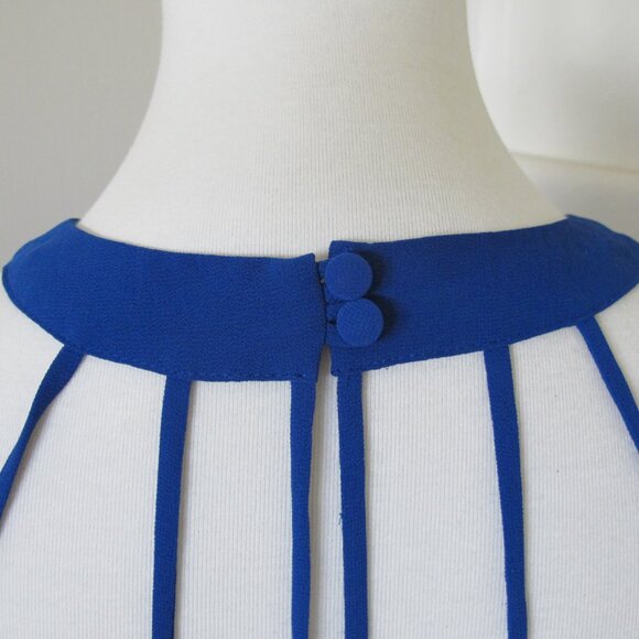 Naked Zebra | Royal Blue Strappy High Neck Collar Button Back - Picture 13 of 13